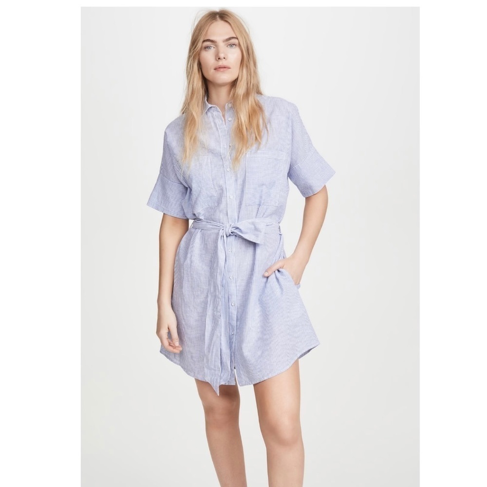 MELISSA Nepton Collar ButtonDown Belted Chest Pocket Striped Midi Shirt …